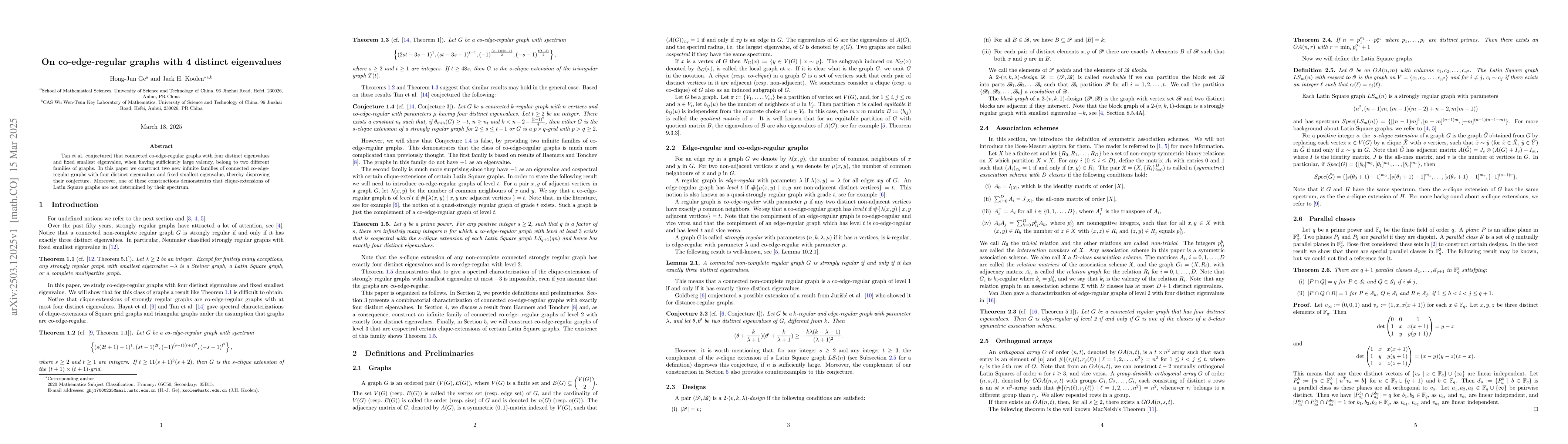 Thumbnail for On co-edge-regular graphs with 4 distinct eigenvalues
