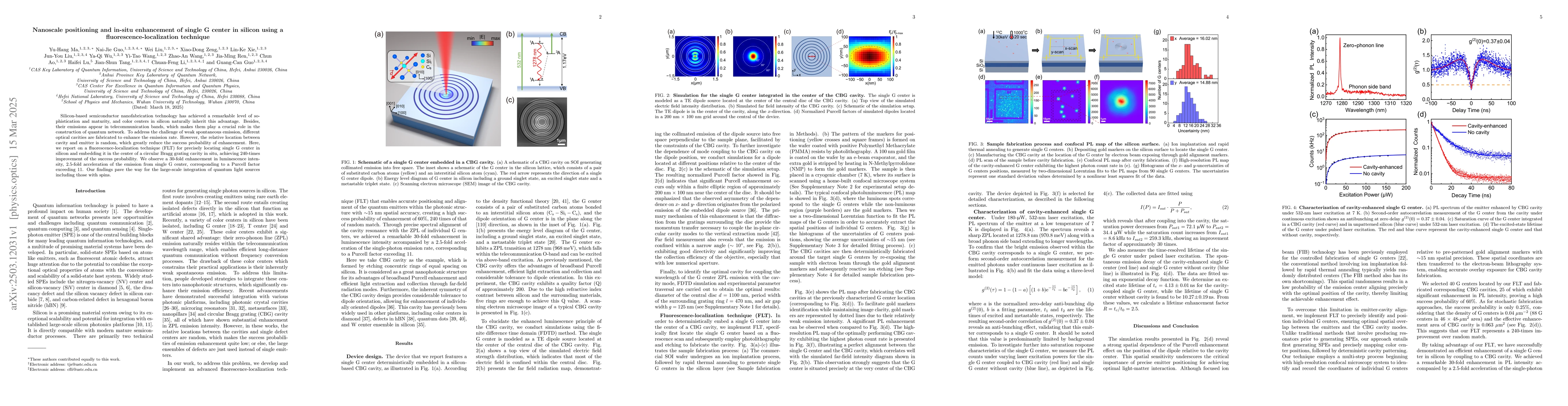 Thumbnail for Nanoscale positioning and in-situ enhancement of single G center in
  silicon using a fluorescence-localization technique