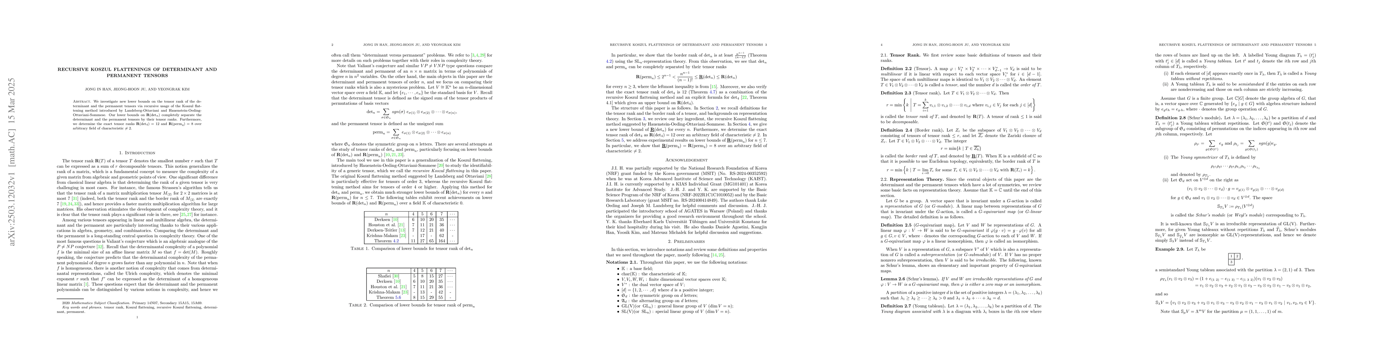 Thumbnail for Recursive Koszul flattenings of determinant and permanent tensors