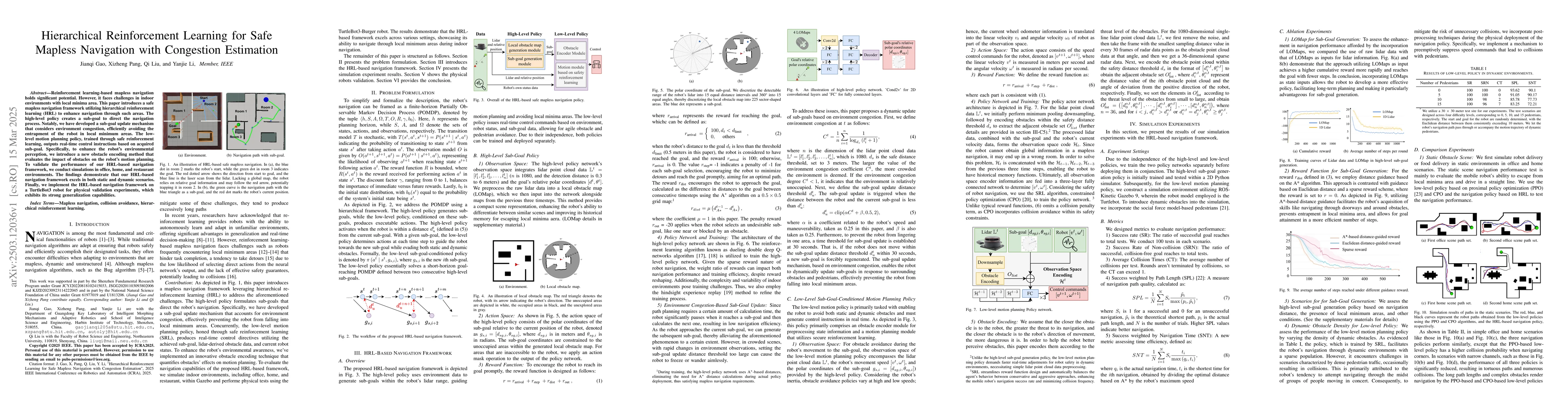 Thumbnail for Hierarchical Reinforcement Learning for Safe Mapless Navigation with
  Congestion Estimation