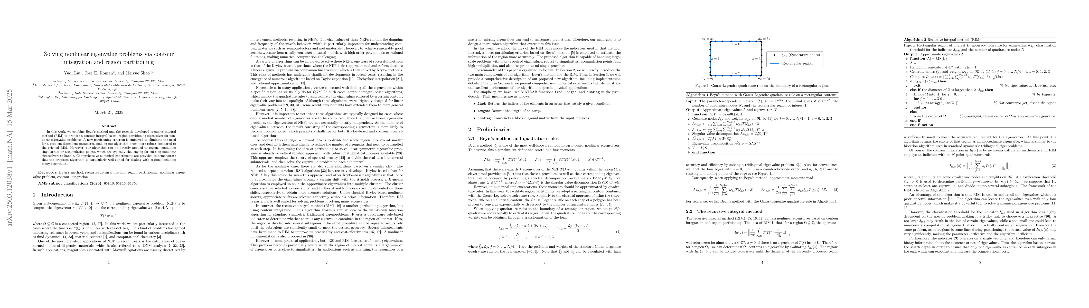 Thumbnail for Solving nonlinear eigenvalue problems via contour integration and region
  partitioning