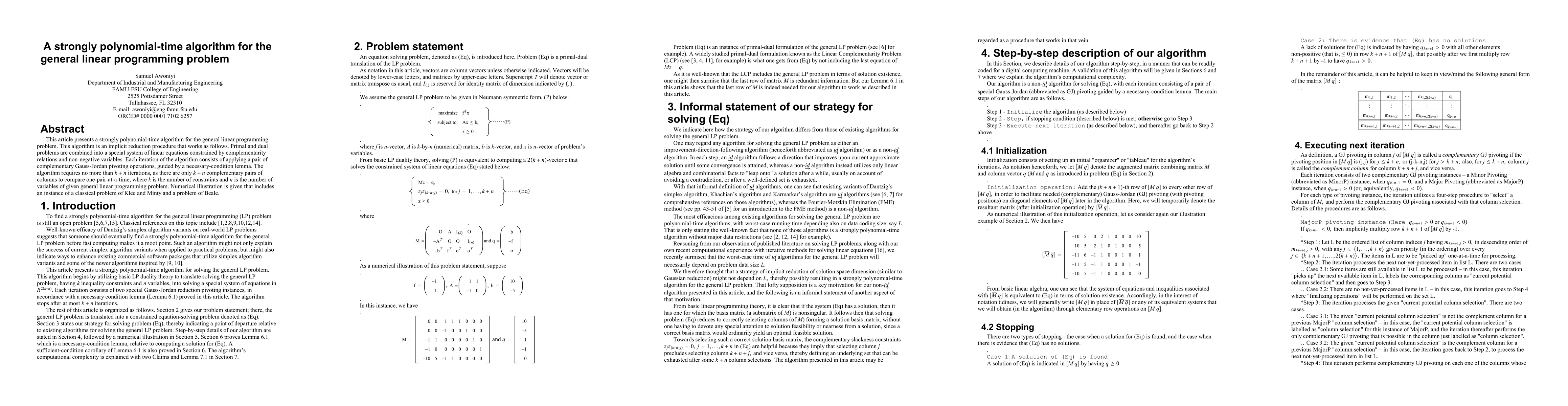 Thumbnail for A strongly polynomial-time algorithm for the general linear programming
  problem