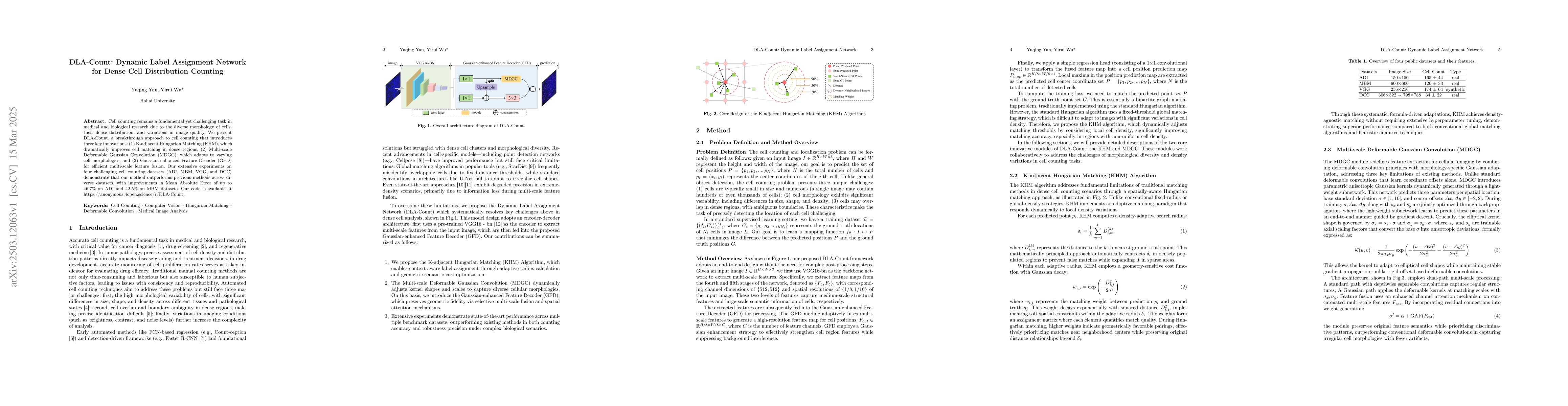 Thumbnail for DLA-Count: Dynamic Label Assignment Network for Dense Cell Distribution
  Counting