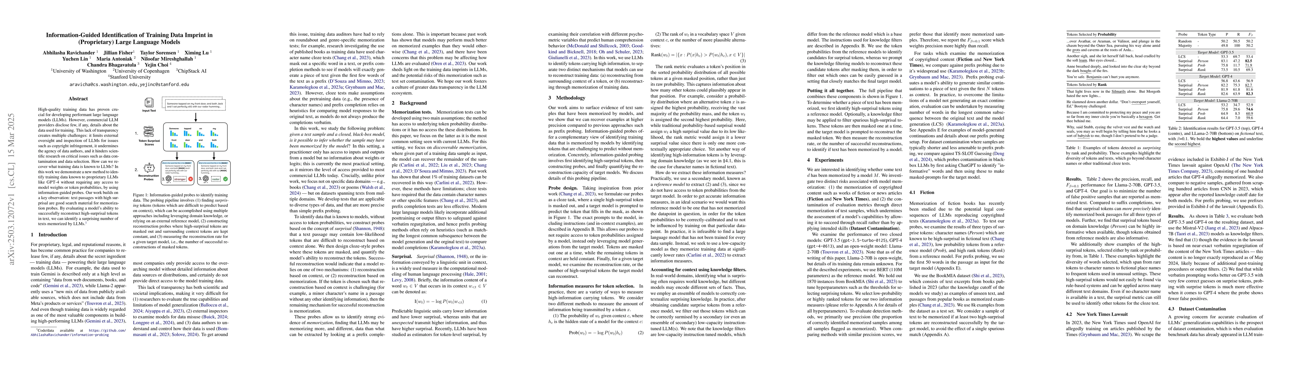 Thumbnail for Information-Guided Identification of Training Data Imprint in
  (Proprietary) Large Language Models