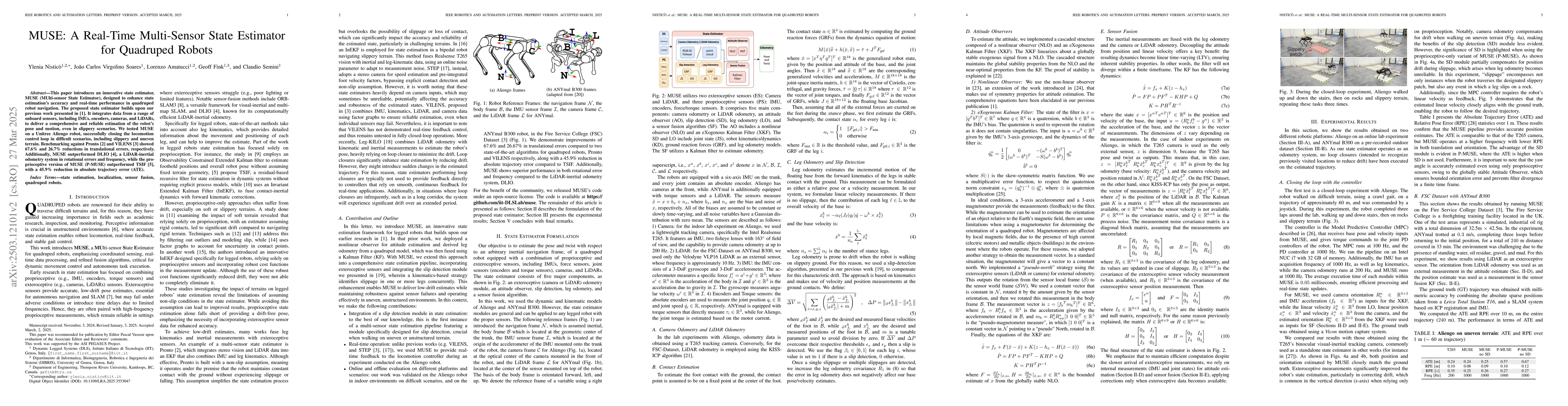 Thumbnail for MUSE: A Real-Time Multi-Sensor State Estimator for Quadruped Robots