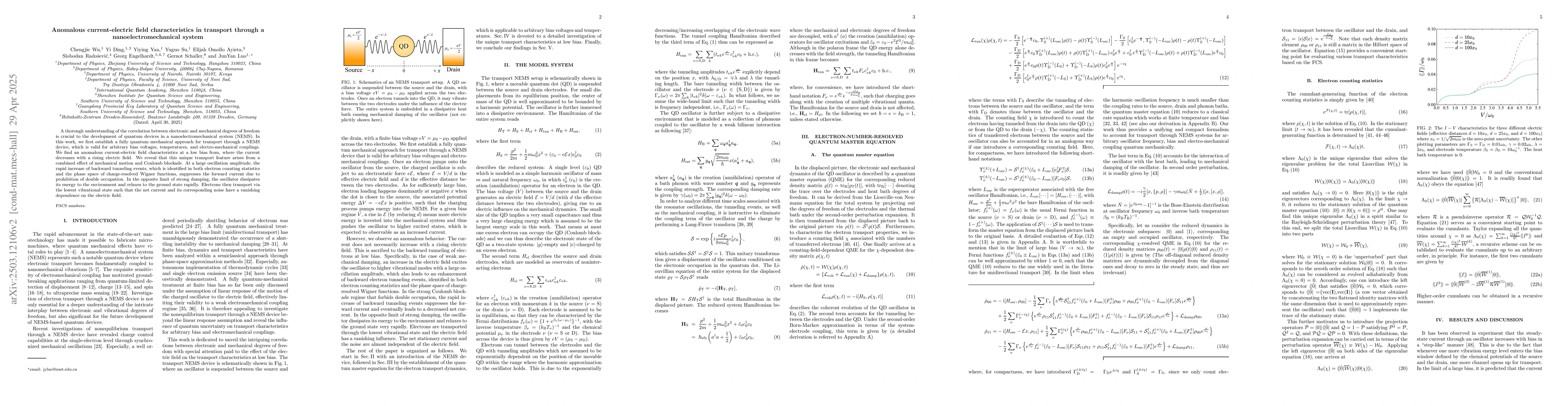 Thumbnail for Anomalous current-electric field characteristics in transport through a
  nanoelectromechanical systems