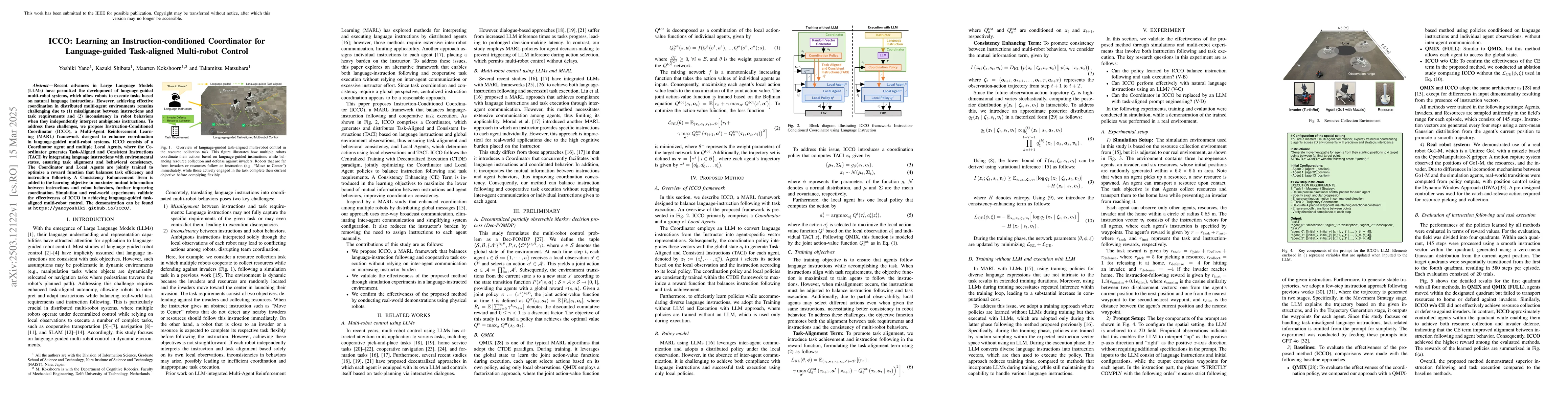 Thumbnail for ICCO: Learning an Instruction-conditioned Coordinator for
  Language-guided Task-aligned Multi-robot Control