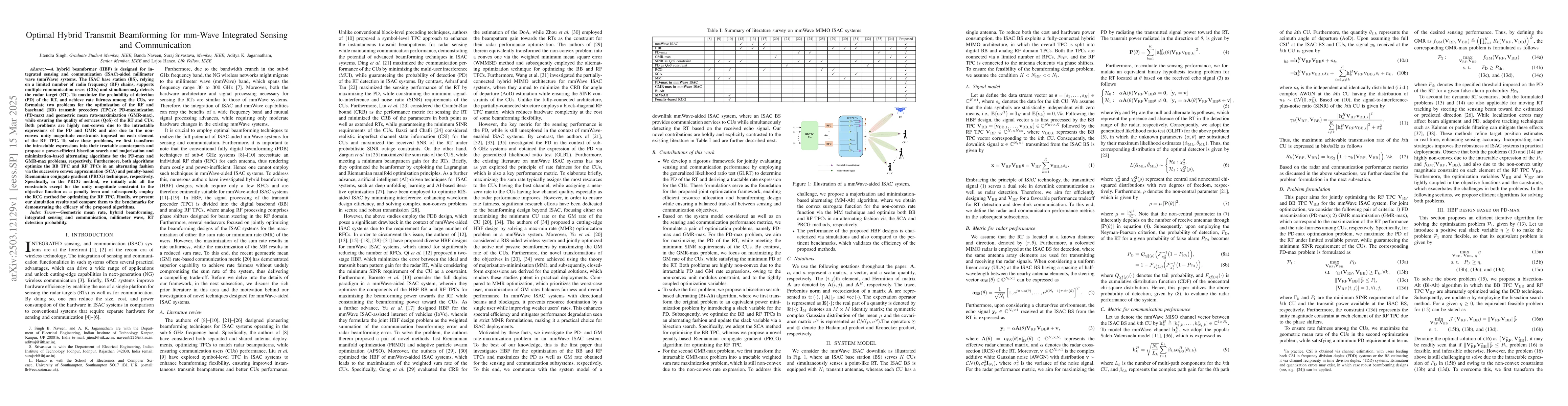 Thumbnail for Optimal Hybrid Transmit Beamforming for mm-Wave Integrated Sensing and
  Communication