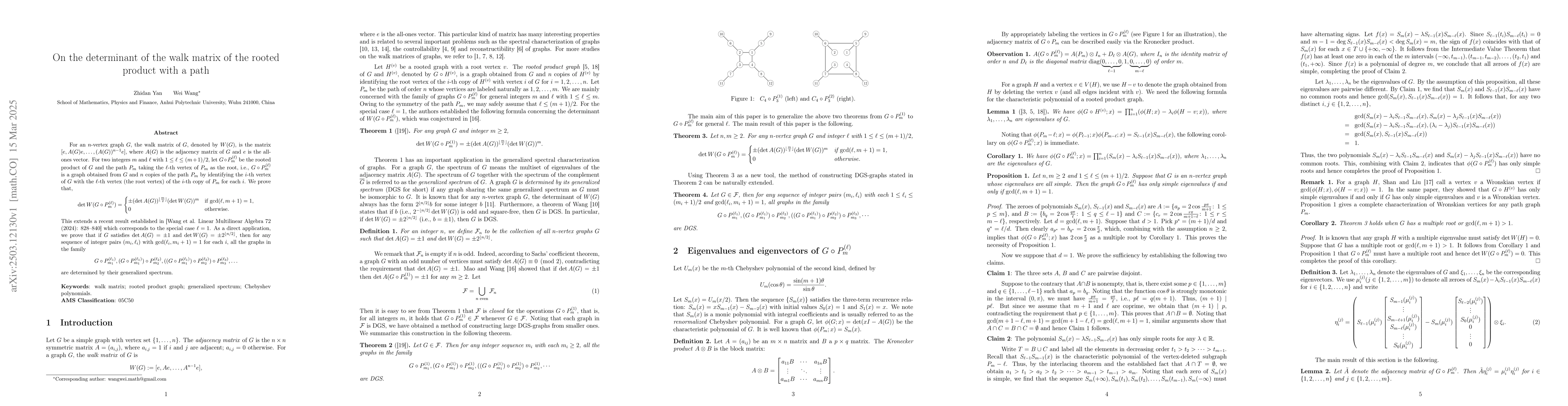 Thumbnail for On the determinant of the walk matrix of the rooted product with a path