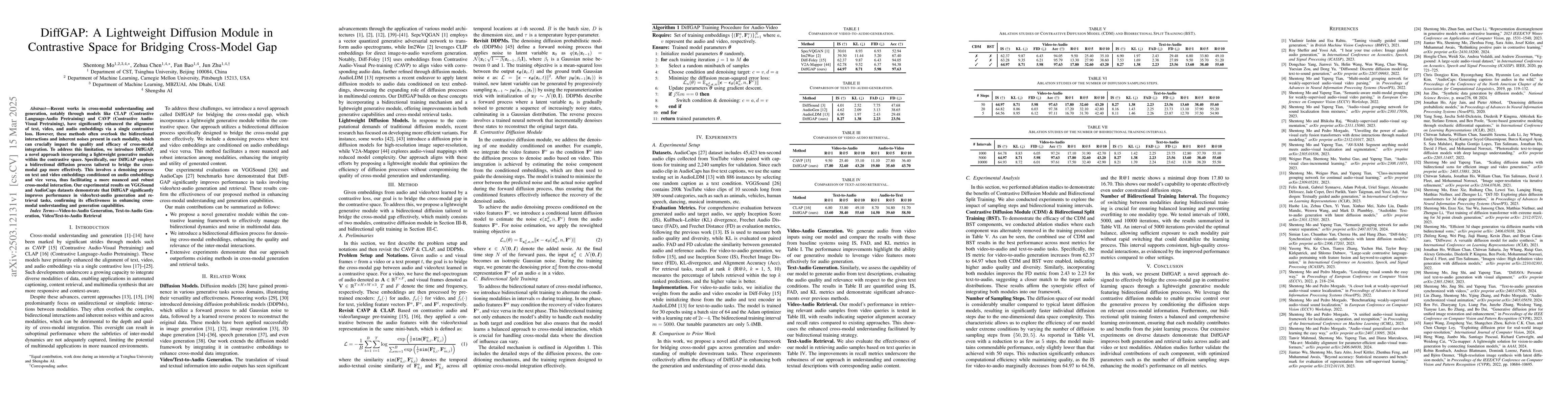 Thumbnail for DiffGAP: A Lightweight Diffusion Module in Contrastive Space for
  Bridging Cross-Model Gap
