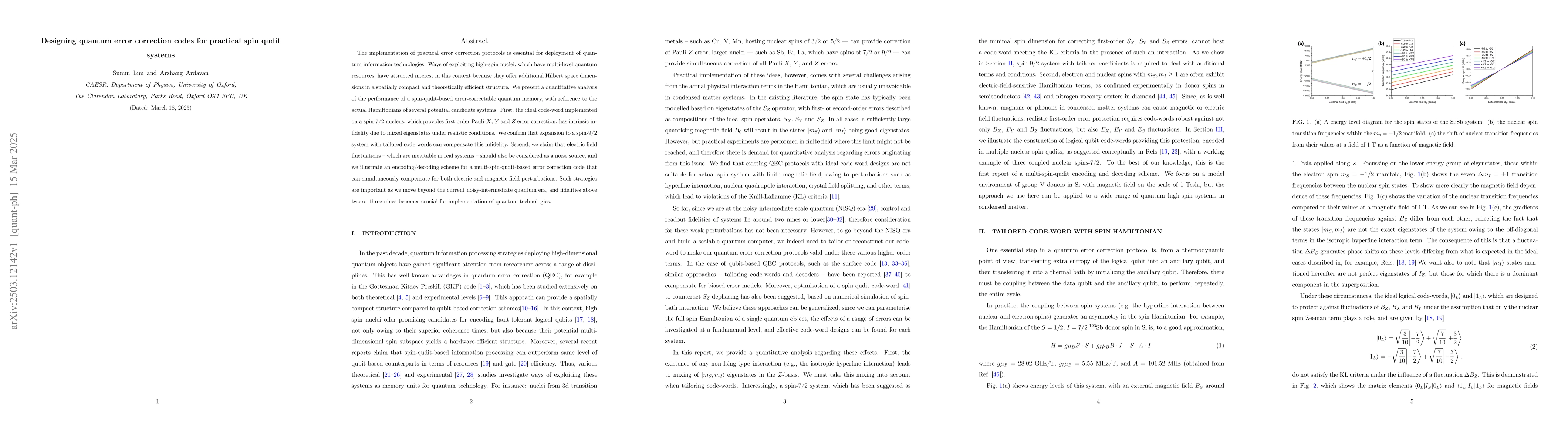 Thumbnail for Designing quantum error correction codes for practical spin qudit