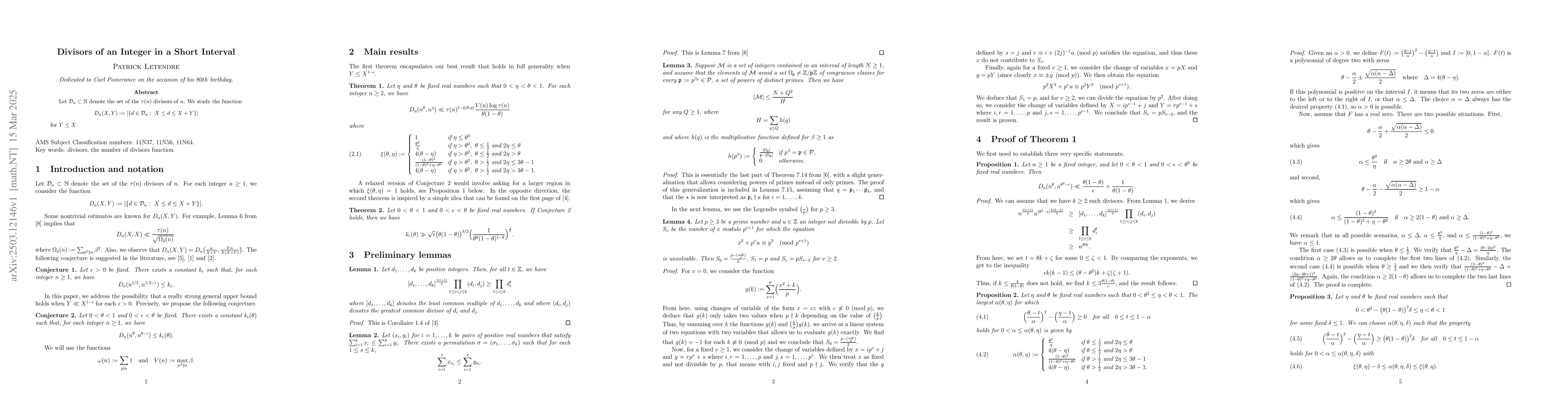Thumbnail for Divisors of an Integer in a Short Interval