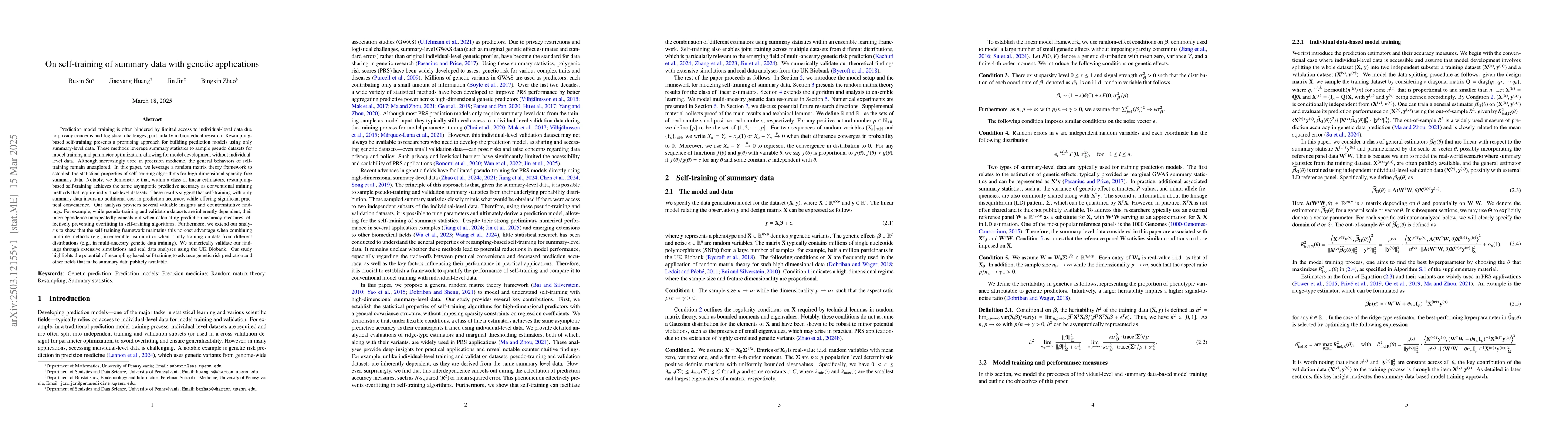 Thumbnail for On self-training of summary data with genetic applications