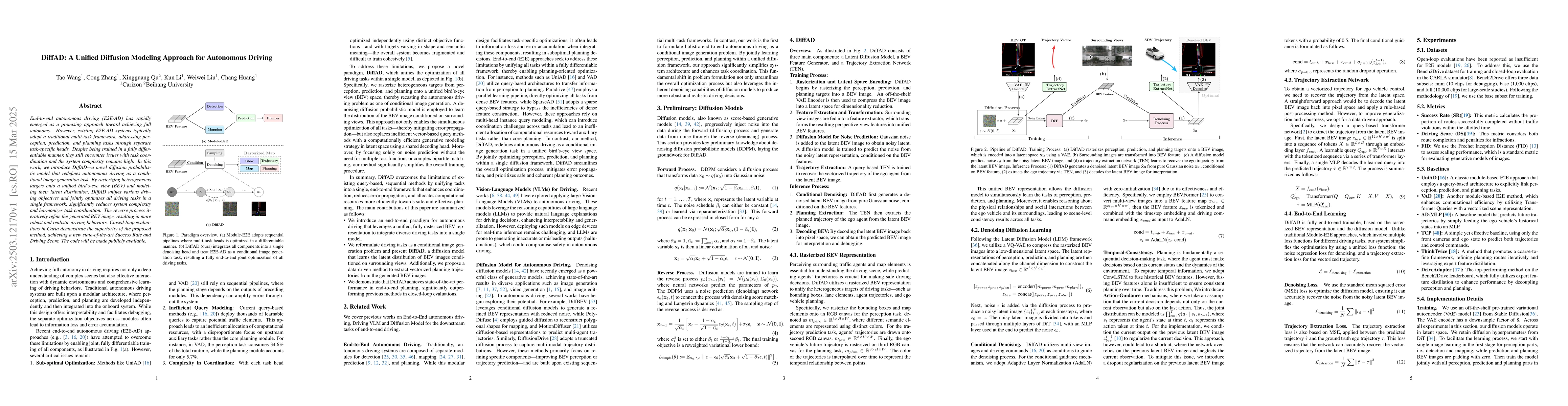 Thumbnail for DiffAD: A Unified Diffusion Modeling Approach for Autonomous Driving