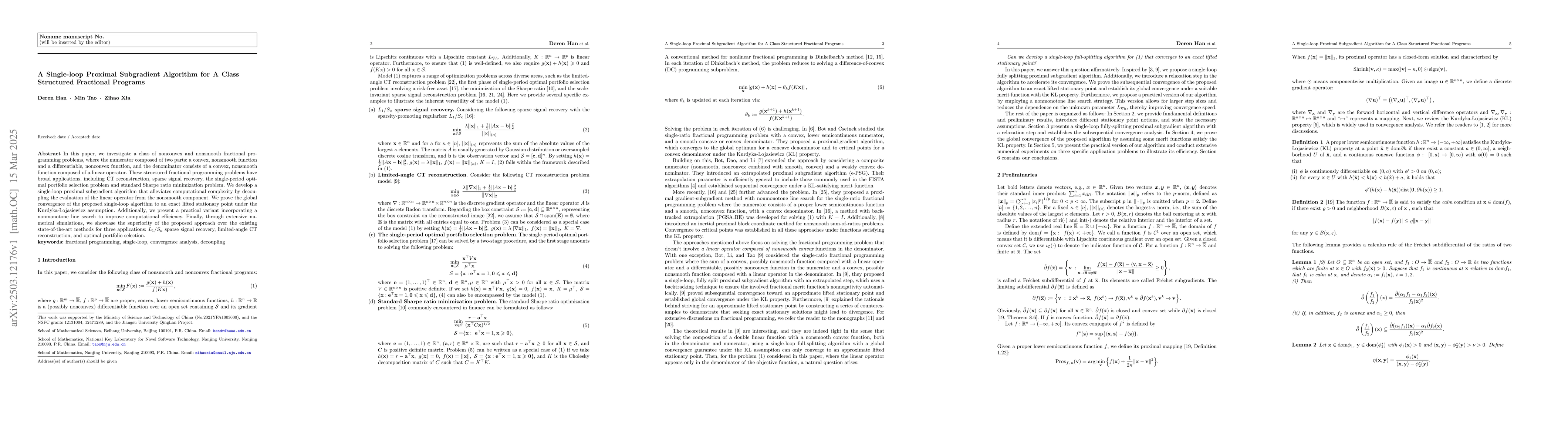 Thumbnail for A Single-loop Proximal Subgradient Algorithm for A Class Structured
  Fractional Programs