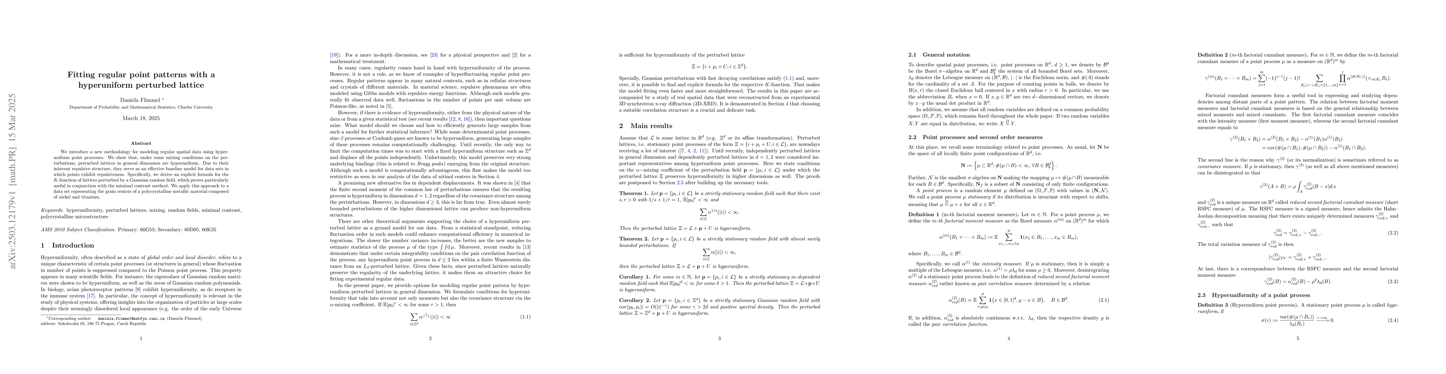 Thumbnail for Fitting regular point patterns with a hyperuniform perturbed lattice