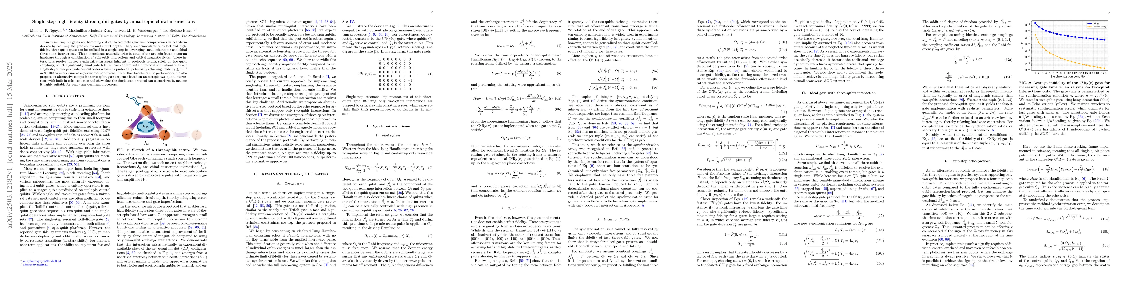 Thumbnail for Single-step high-fidelity three-qubit gates by anisotropic chiral
  interactions