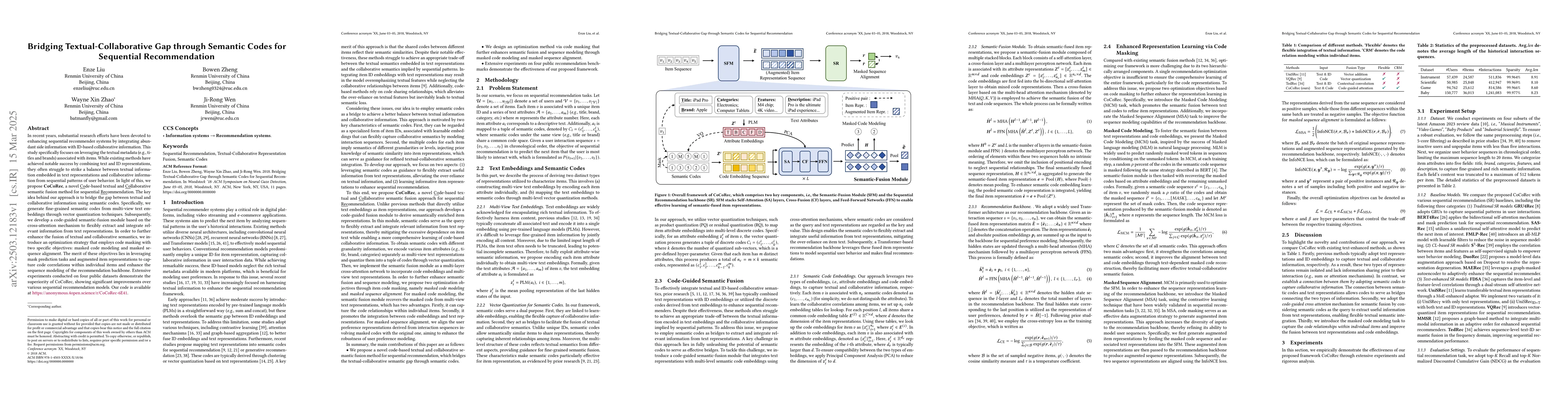 Thumbnail for Bridging Textual-Collaborative Gap through Semantic Codes for Sequential
  Recommendation
