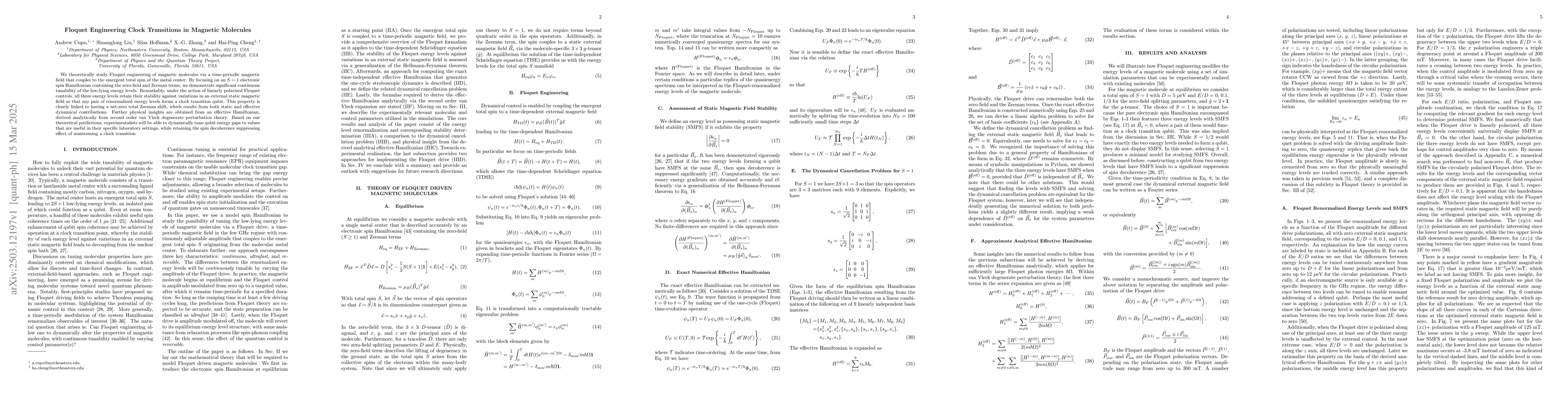 Thumbnail for Floquet Engineering Clock Transitions in Magnetic Molecules