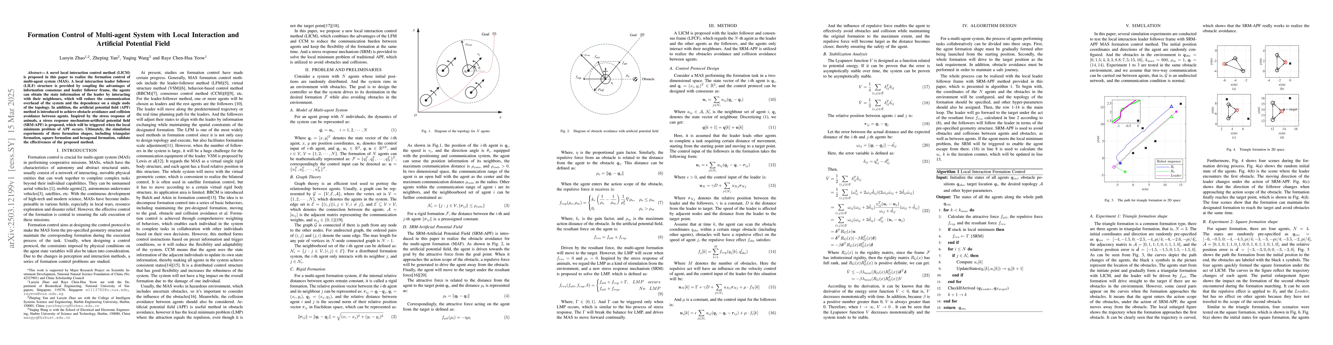 Thumbnail for Formation Control of Multi-agent System with Local Interaction and
  Artificial Potential Field