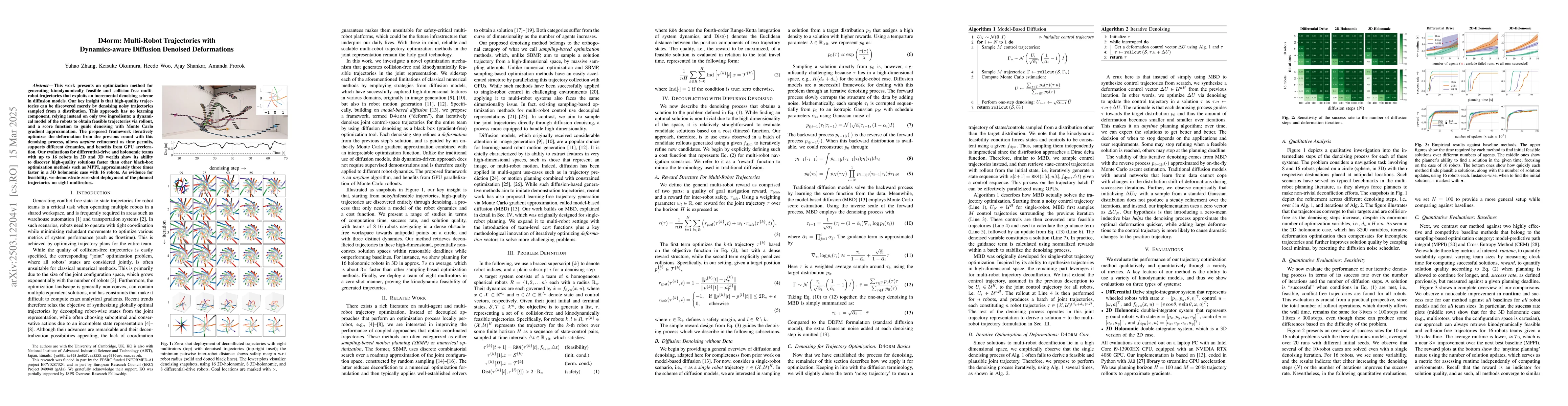 Thumbnail for D4orm: Multi-Robot Trajectories with Dynamics-aware Diffusion Denoised
  Deformations