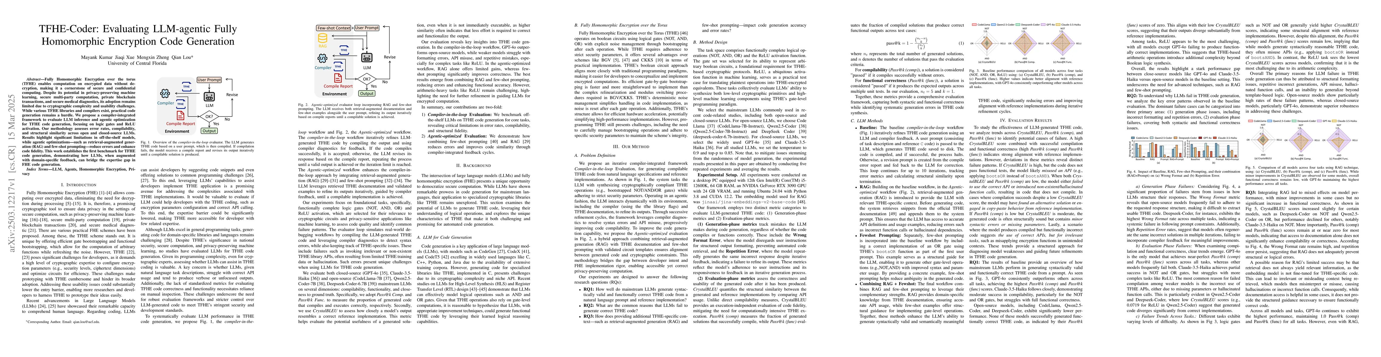 Thumbnail for TFHE-Coder: Evaluating LLM-agentic Fully Homomorphic Encryption Code
  Generation