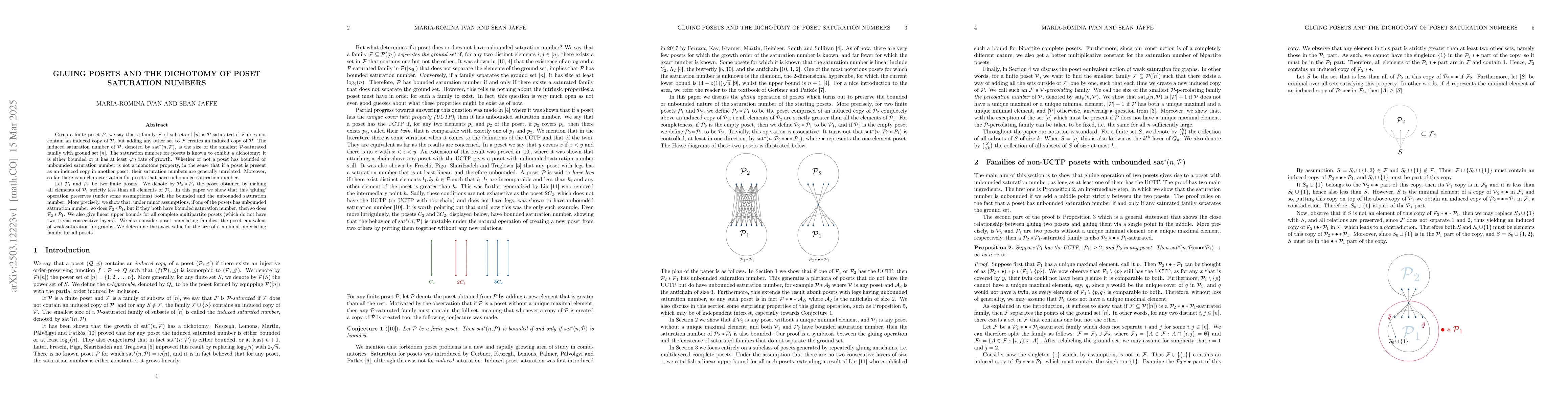 Thumbnail for Gluing Posets and the Dichotomy of Poset Saturation Numbers