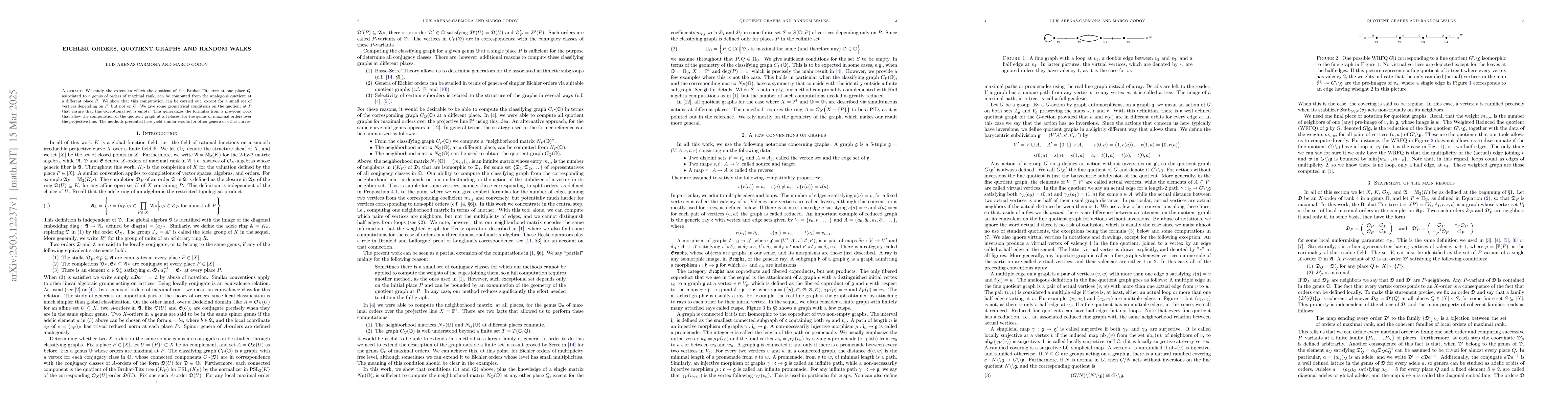 Thumbnail for Eichler orders, quotient graphs and random walks