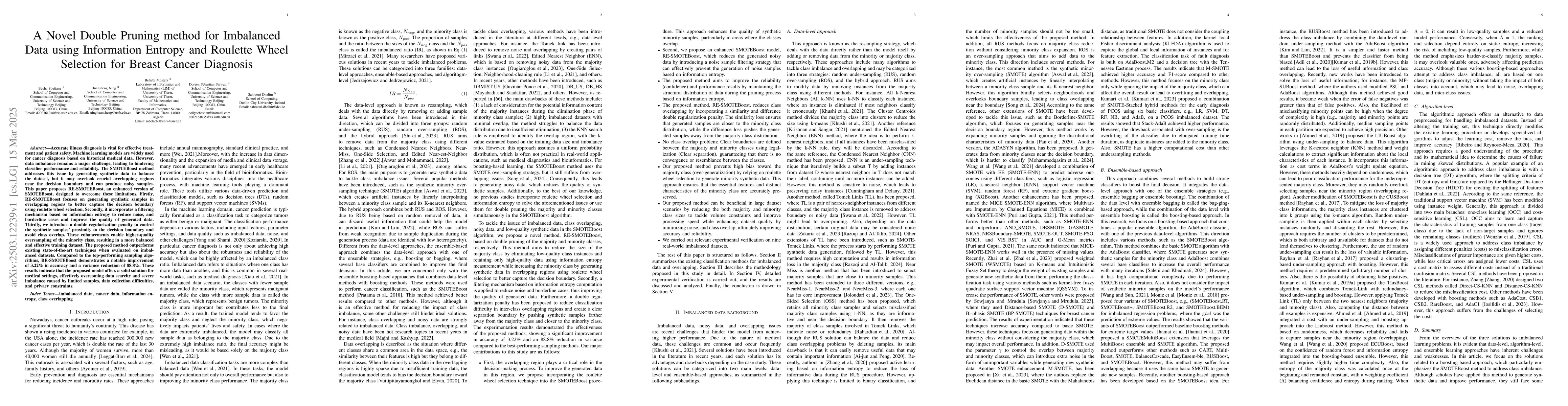 Thumbnail for A Novel Double Pruning method for Imbalanced Data using Information
  Entropy and Roulette Wheel Selection for Breast Cancer Diagnosis