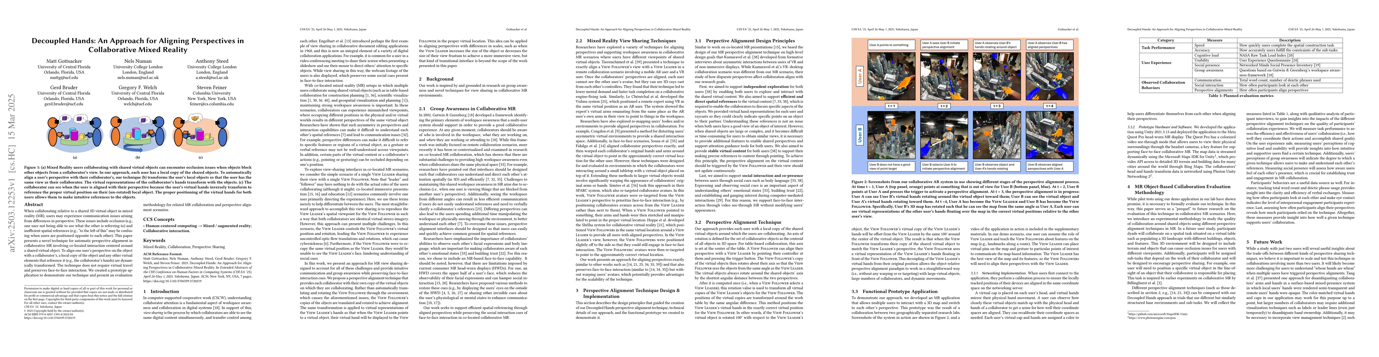 Thumbnail for Decoupled Hands: An Approach for Aligning Perspectives in Collaborative
  Mixed Reality