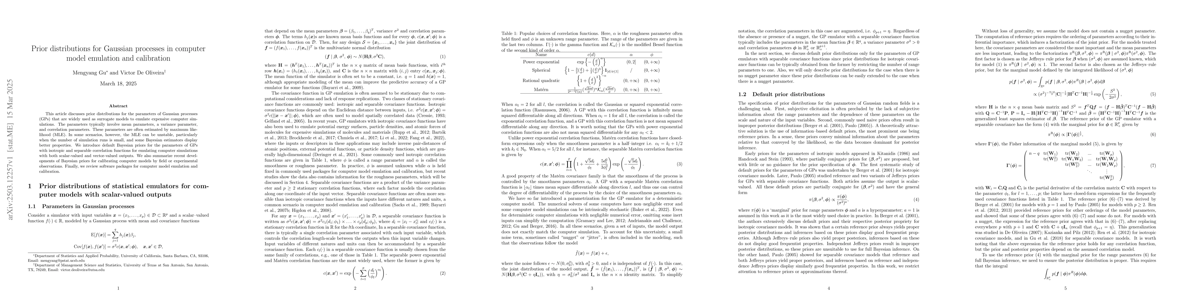 Thumbnail for Prior distributions for Gaussian processes in computer model emulation
  and calibration