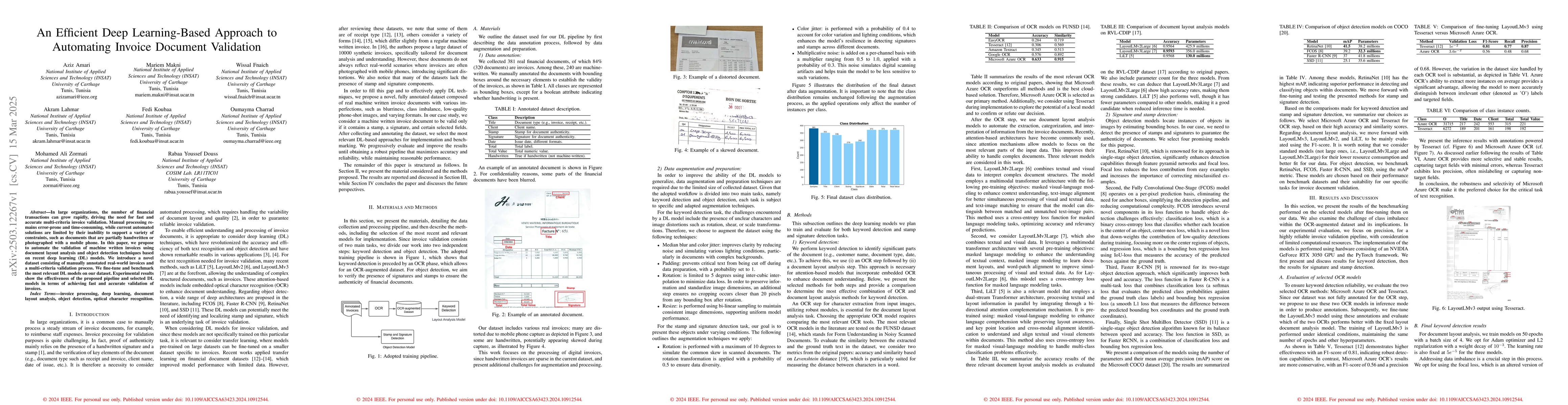 Thumbnail for An Efficient Deep Learning-Based Approach to Automating Invoice Document
  Validation