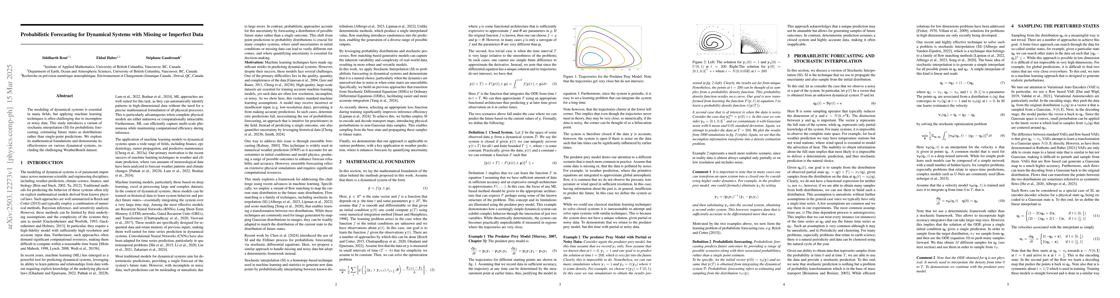 Thumbnail for Probabilistic Forecasting for Dynamical Systems with Missing or
  Imperfect Data