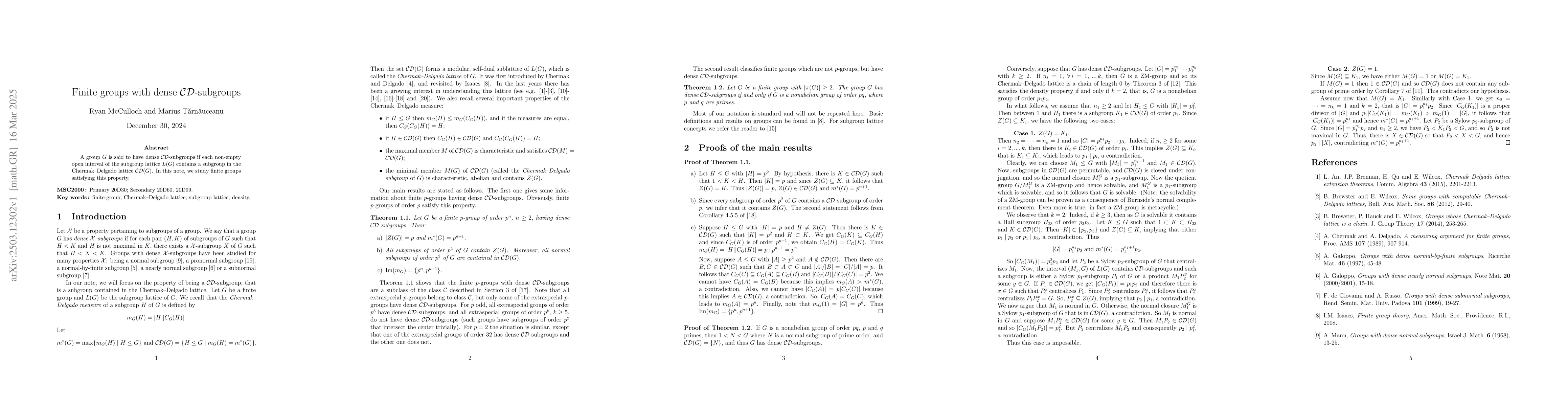 Thumbnail for Finite groups with dense ${\cal CD}$-subgroups