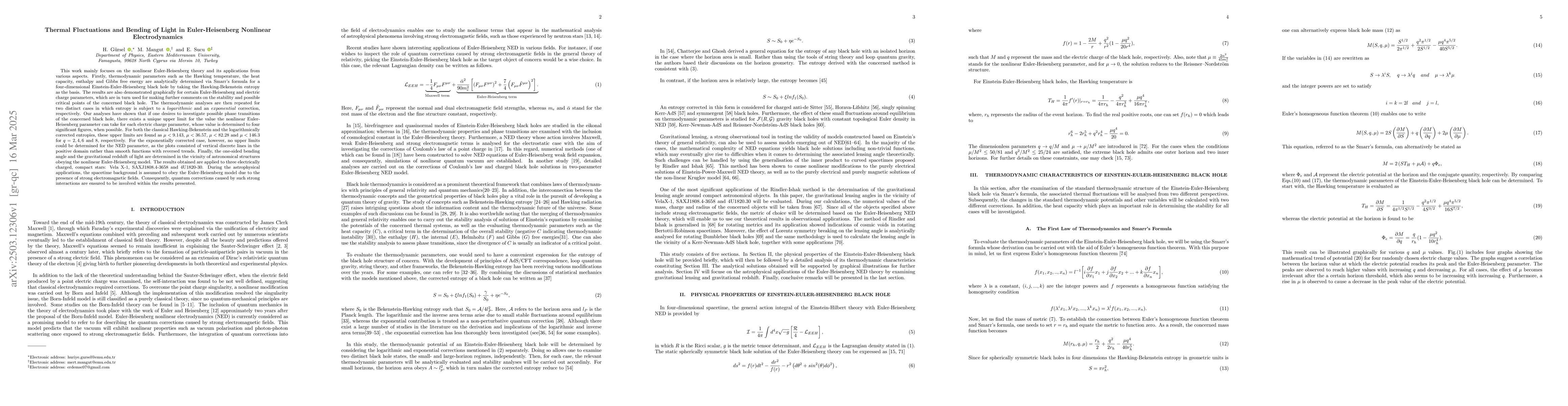 Thumbnail for Thermal Fluctuations and Bending of Light in Euler-Heisenberg Nonlinear
  Electrodynamics