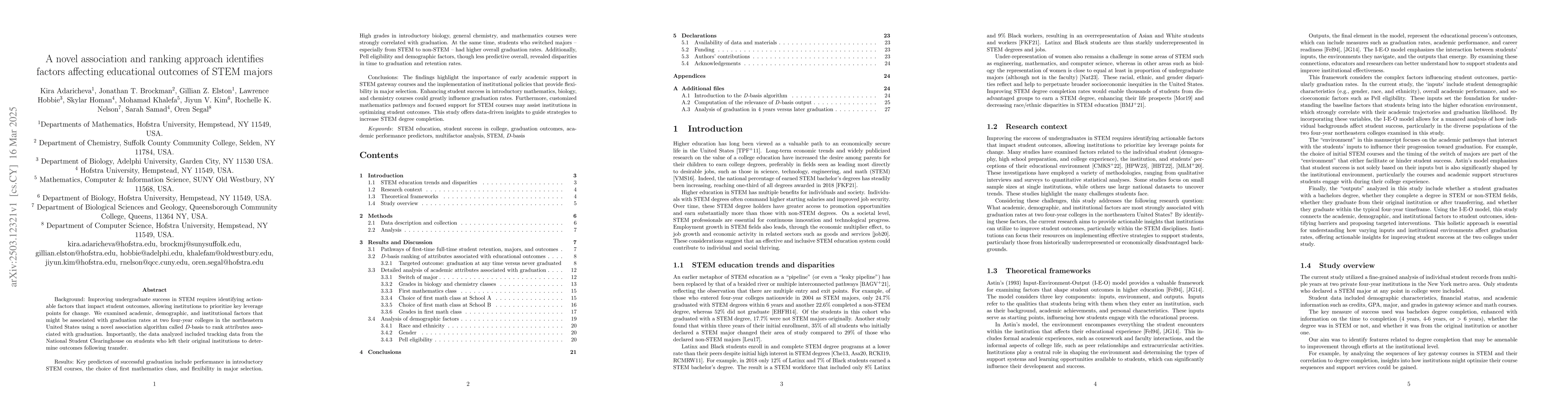 Thumbnail for A novel association and ranking approach identifies factors affecting
  educational outcomes of STEM majors