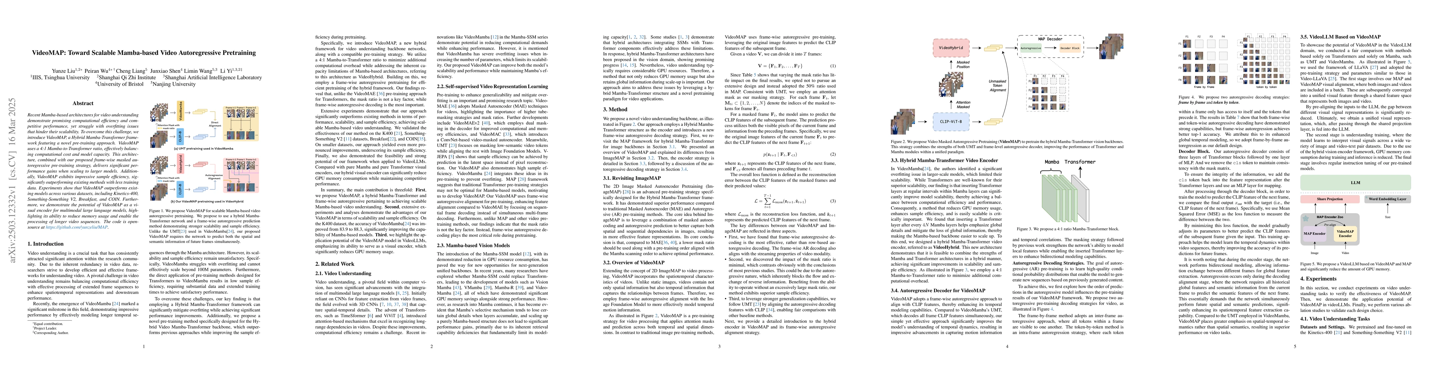 Thumbnail for VideoMAP: Toward Scalable Mamba-based Video Autoregressive Pretraining