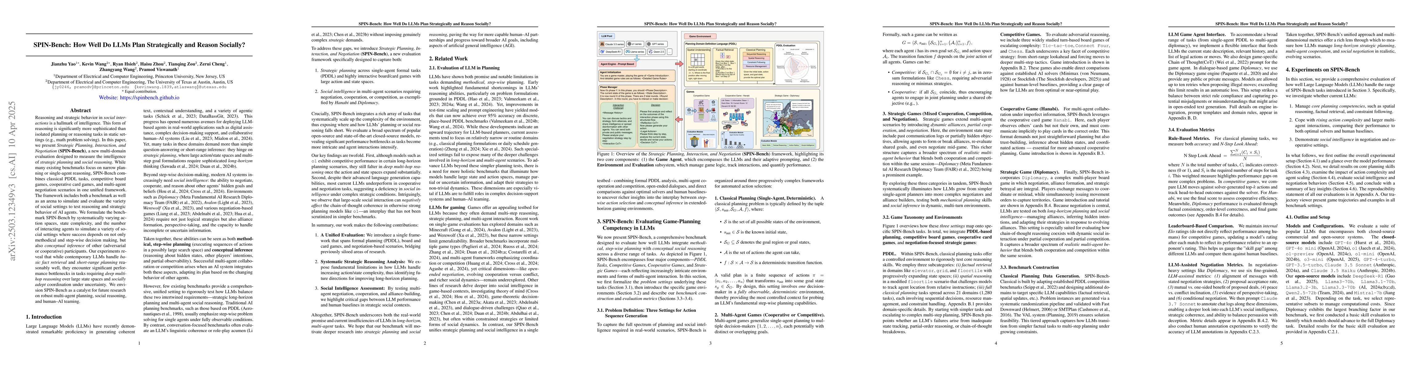 Thumbnail for SPIN-Bench: How Well Do LLMs Plan Strategically and Reason Socially?