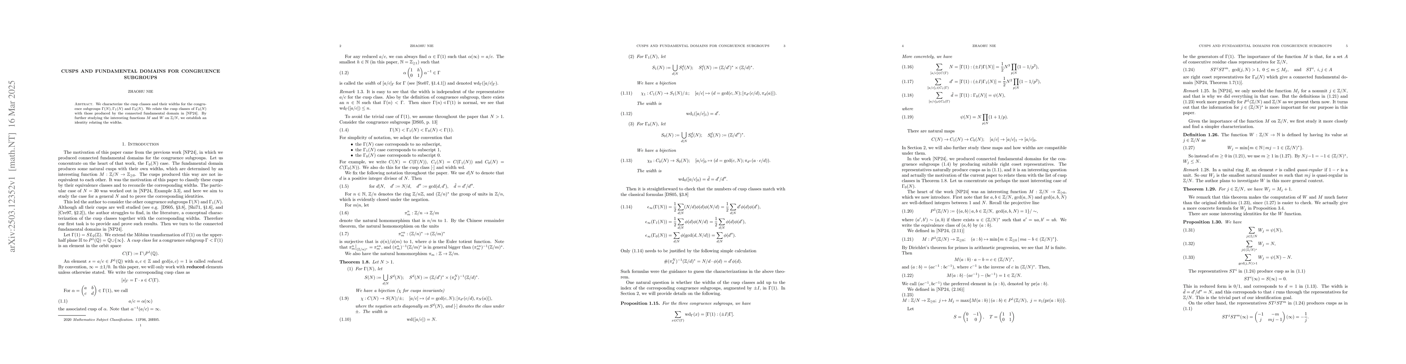 Thumbnail for Cusps and fundamental domains for congruence subgroups