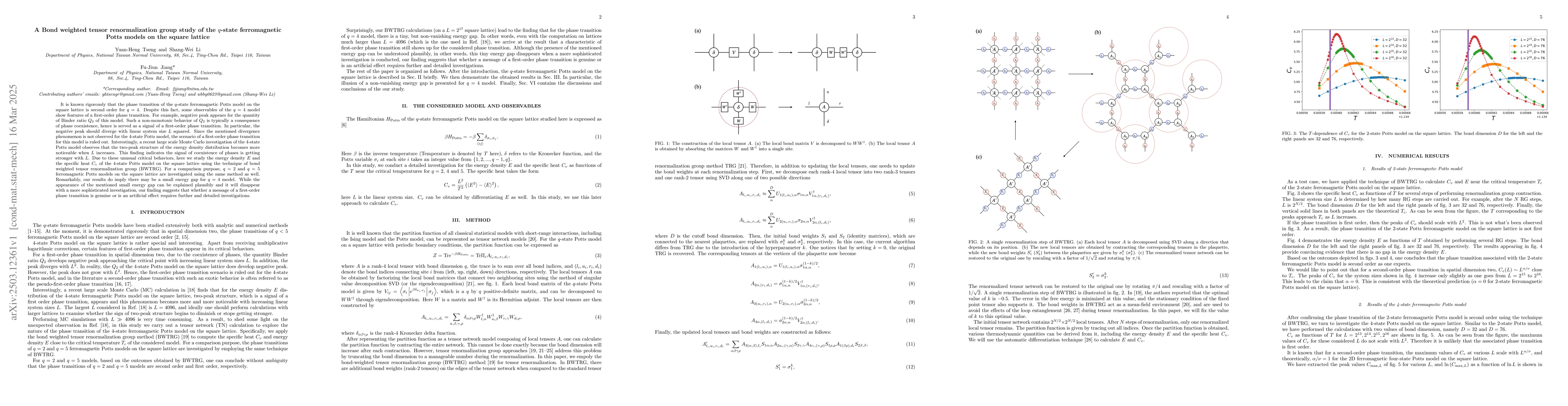 Thumbnail for A Bond weighted tensor renormalization group study of the q-state
  ferromagnetic Potts models on the square lattice
