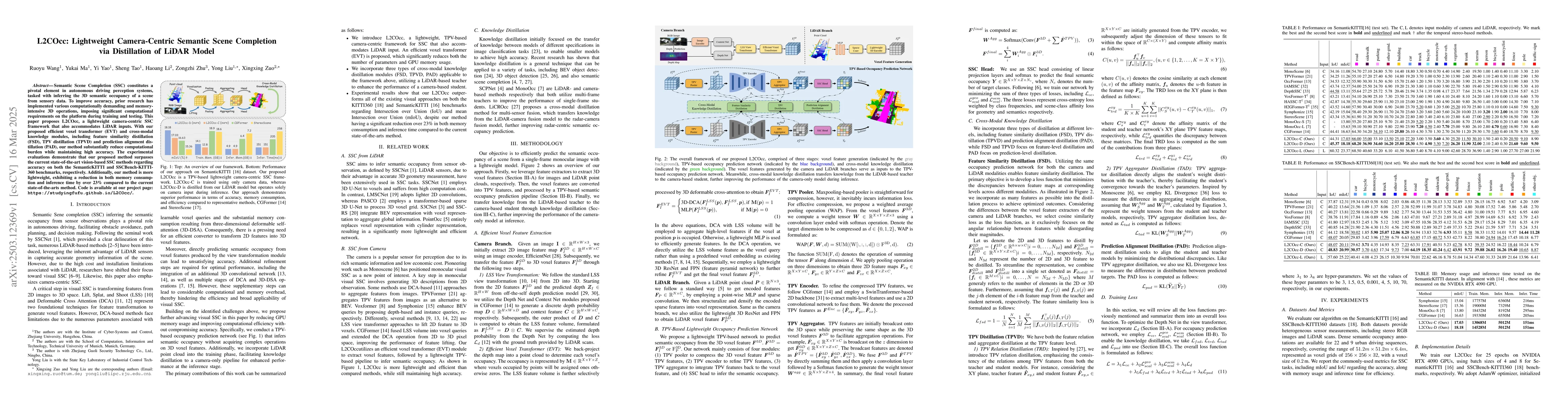 Thumbnail for L2COcc: Lightweight Camera-Centric Semantic Scene Completion via
  Distillation of LiDAR Model