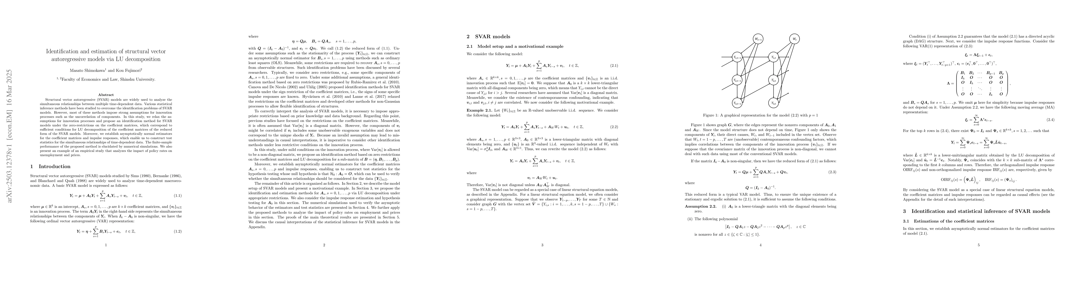 Thumbnail for Identification and estimation of structural vector autoregressive models
  via LU decomposition