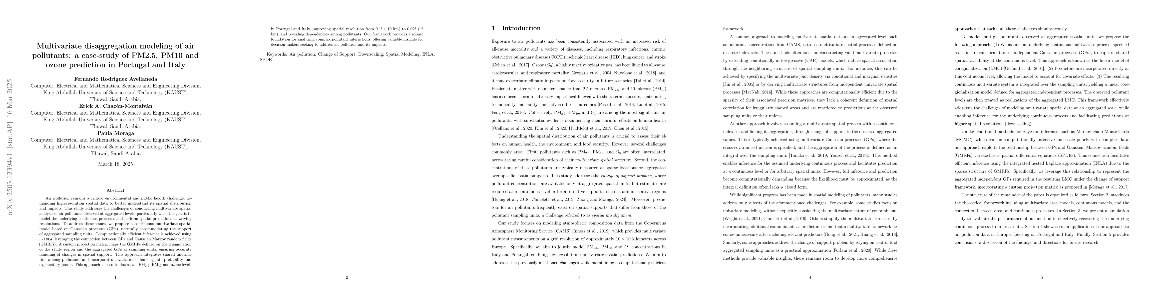 Thumbnail for Multivariate disaggregation modeling of air pollutants: a case-study of
  PM2.5, PM10 and ozone prediction in Portugal and Italy