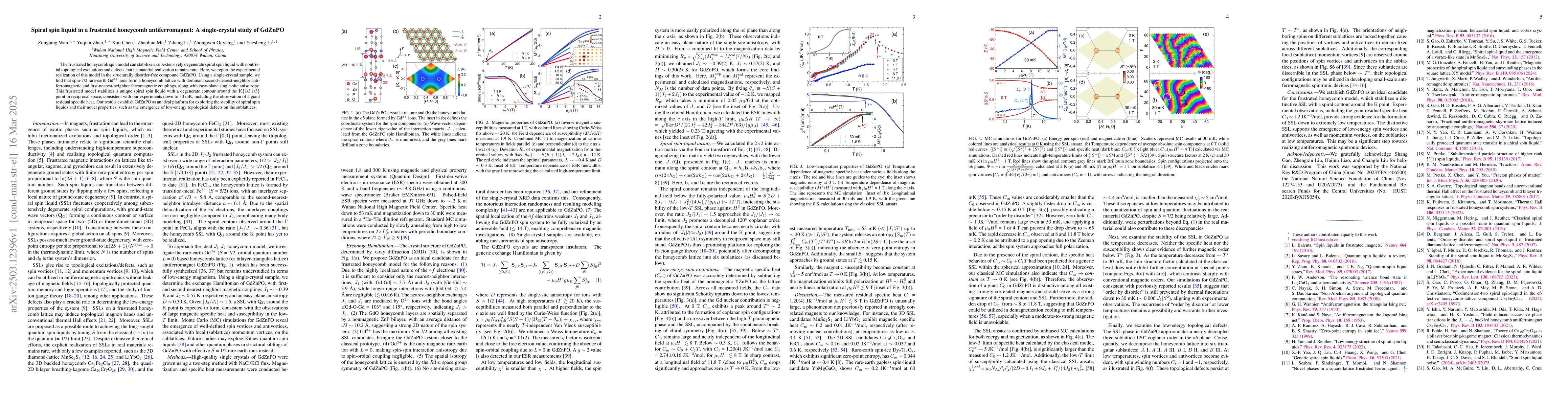 Thumbnail for Spiral spin liquid in a frustrated honeycomb antiferromagnet: A
  single-crystal study of GdZnPO