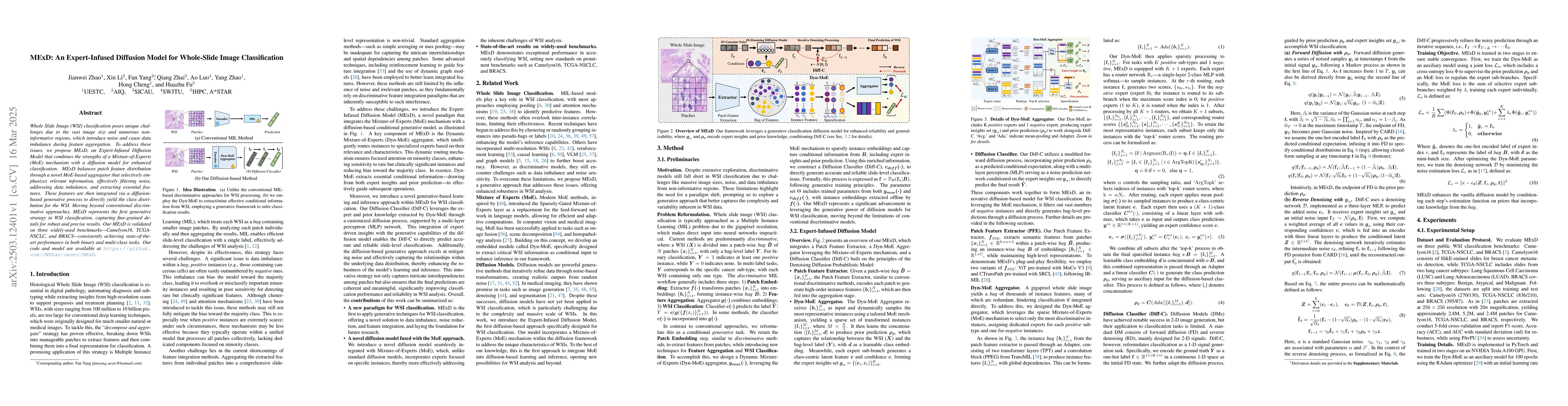 Thumbnail for MExD: An Expert-Infused Diffusion Model for Whole-Slide Image
  Classification
