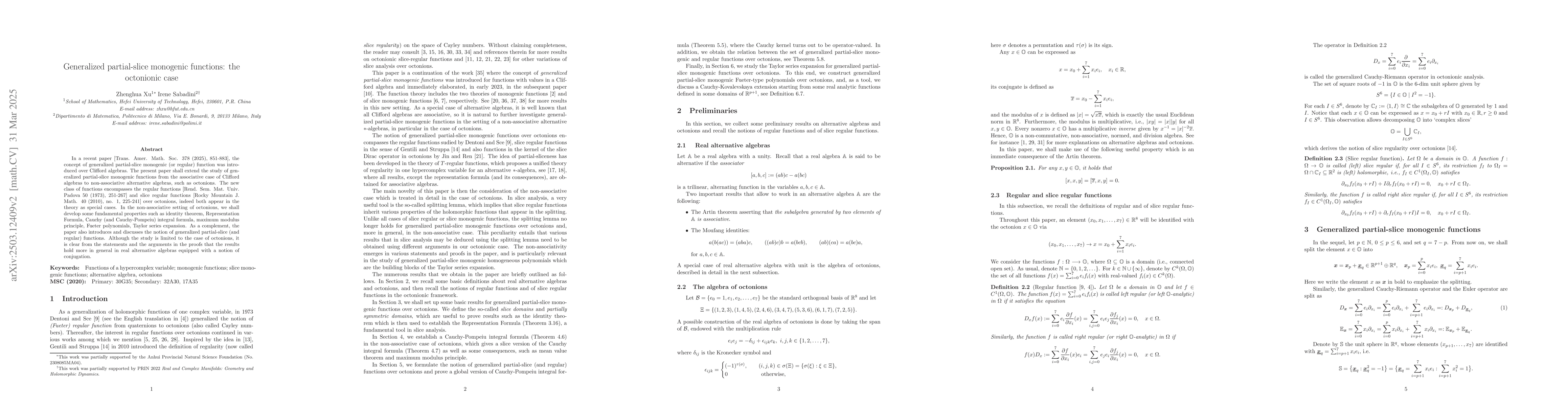Thumbnail for Generalized partial-slice monogenic functions: the octonionic case