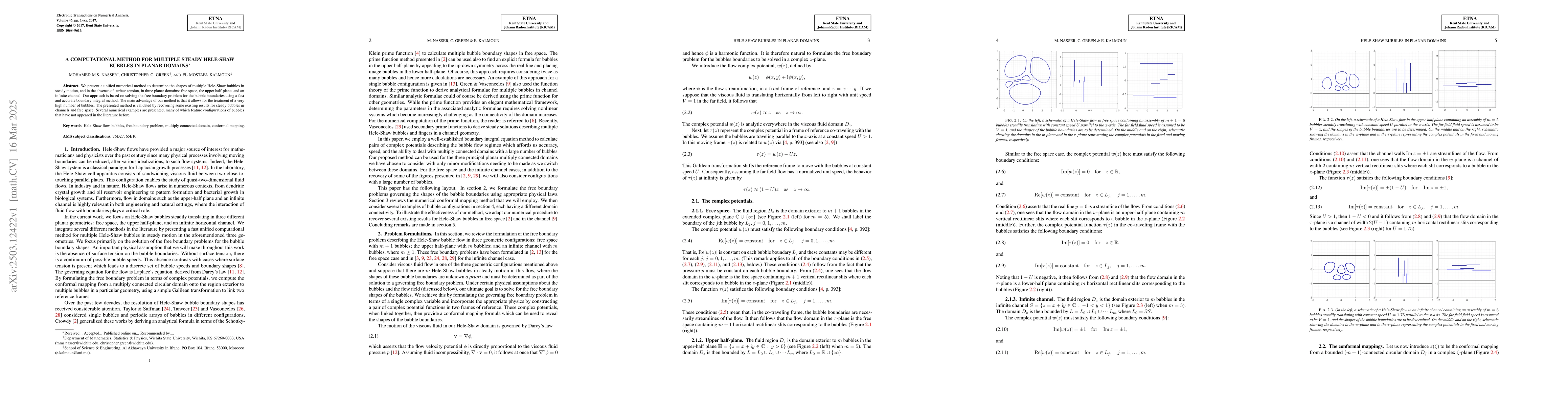 Thumbnail for A computational method for multiple steady Hele-Shaw bubbles in planar
  domains