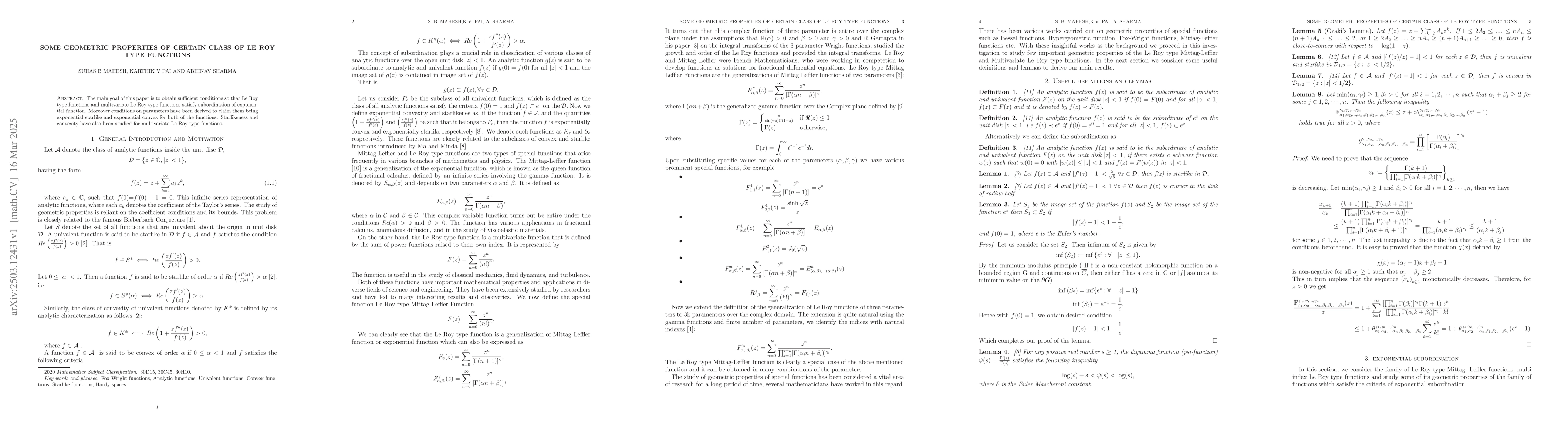 Thumbnail for Some geometric properties of certain class of Le Roy type functions