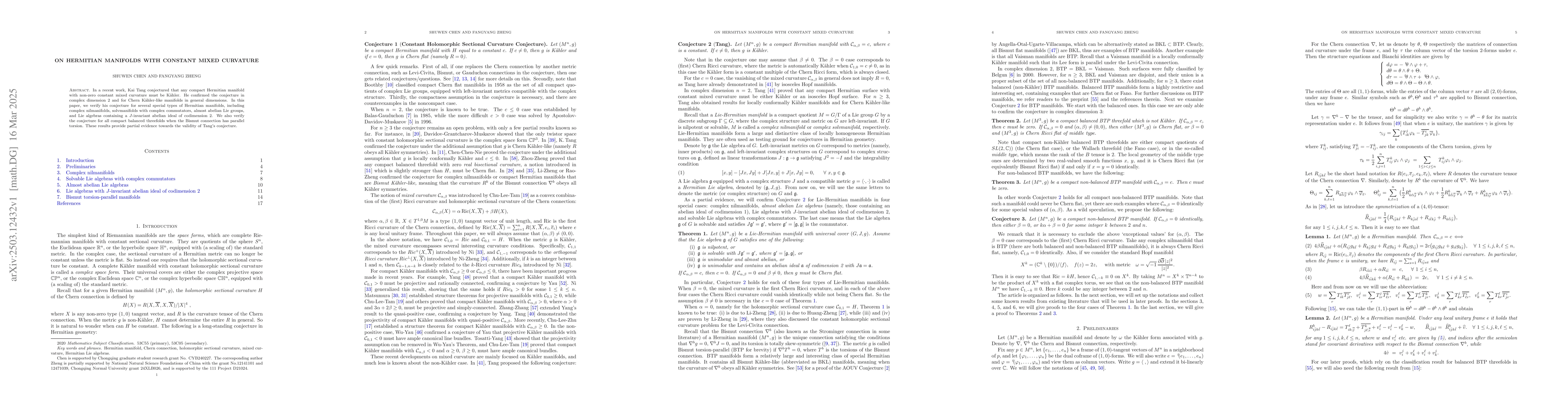 Thumbnail for On Hermitian manifolds with constant mixed curvature