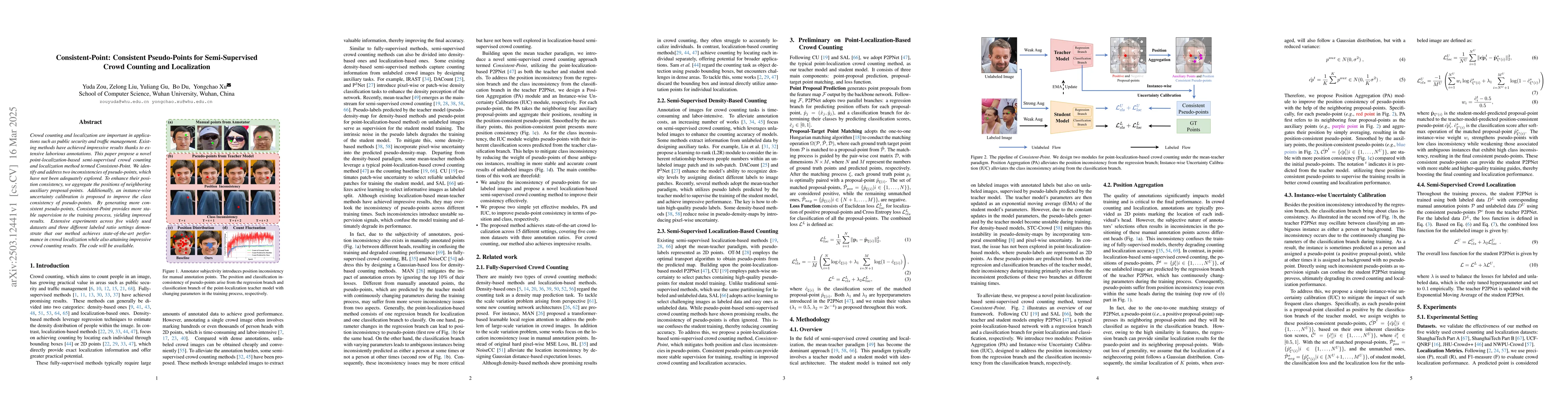 Thumbnail for Consistent-Point: Consistent Pseudo-Points for Semi-Supervised Crowd
  Counting and Localization